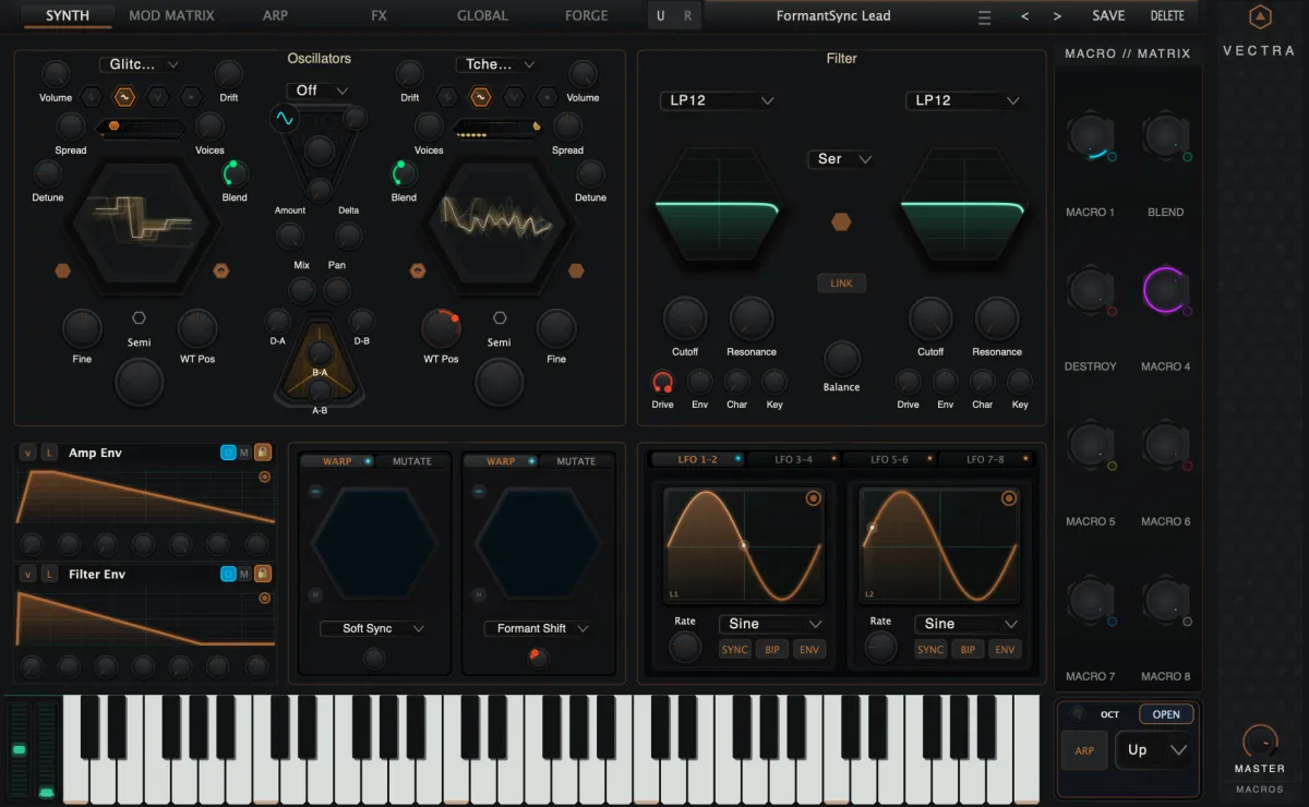 VECTRA software synthesizer interface